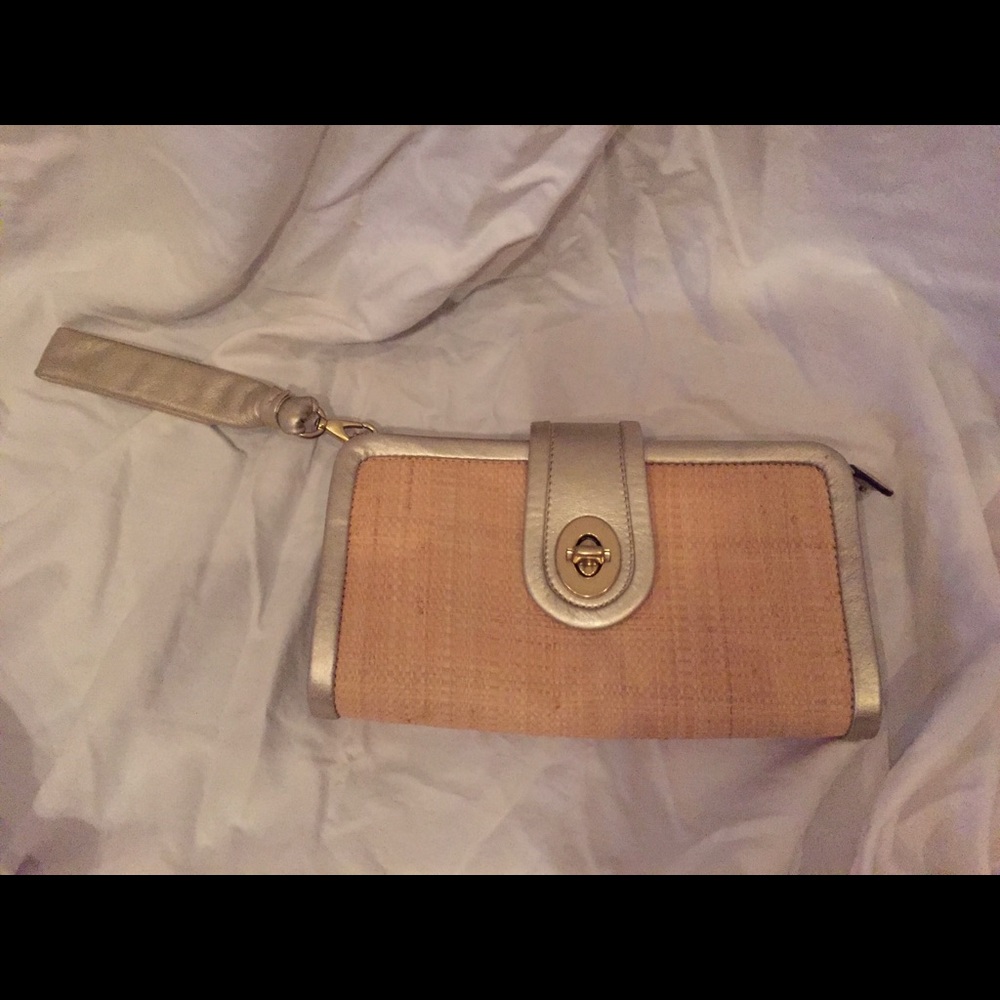 Gold & Woven coach clutch